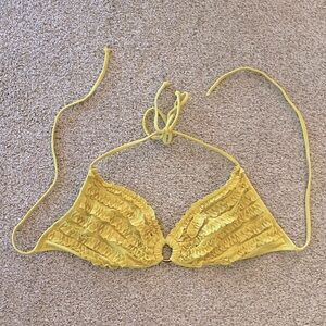 Victoria’s Secret ruffle push up string bikini top large key ring yellow